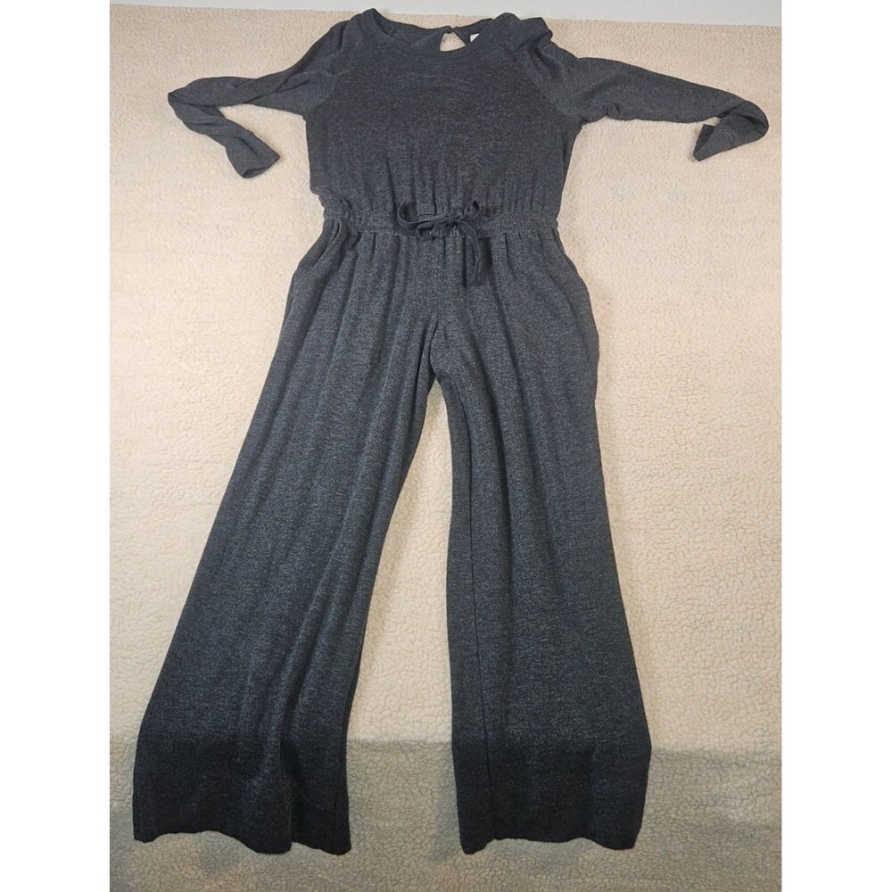 Lou & Grey for Loft Jumpsuit XS Gray Wide Leg Lounge Knit Tie Waist Soft - Picture 5 of 12